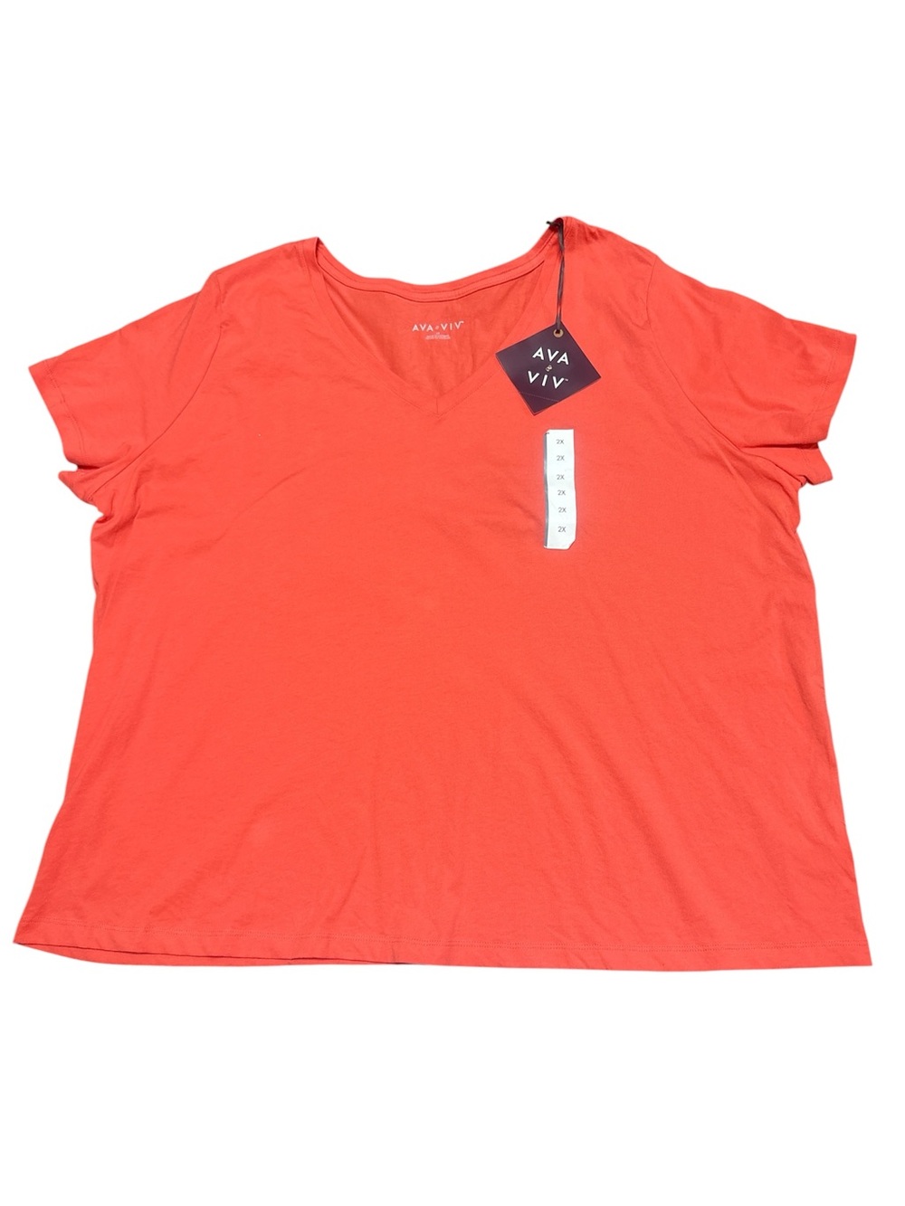 Ava & Viv Coral V-Neck Short Sleeve Tee